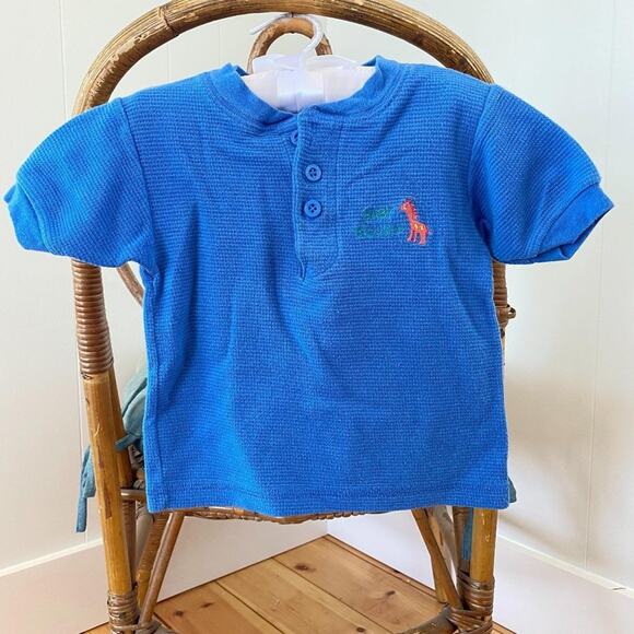Vintage OshKosh B'gosh Short Sleeve Blue Giraffe Tee 24 Months USA - Picture 1 of 7